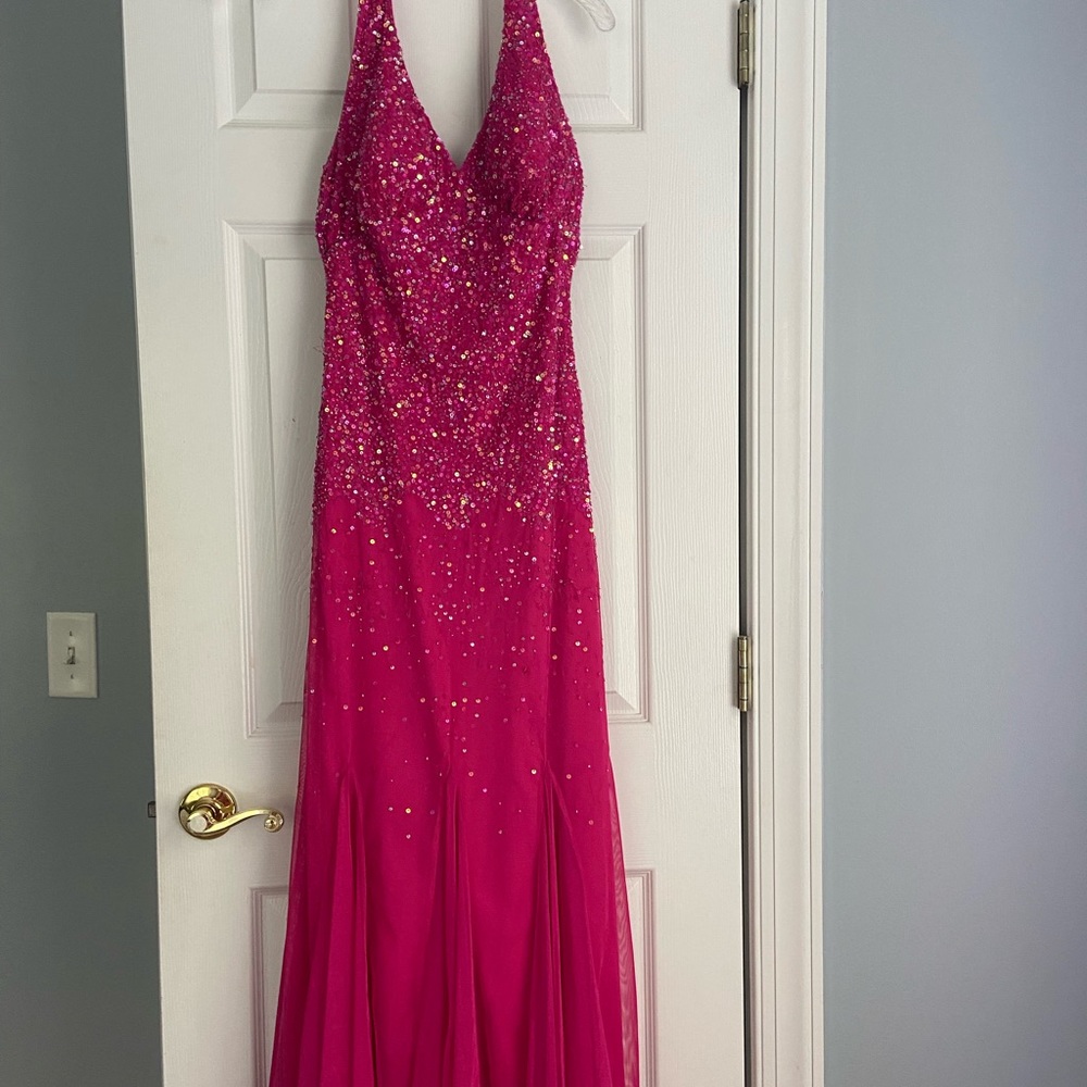 Hot pink sequin mermaid prom/pageant gown